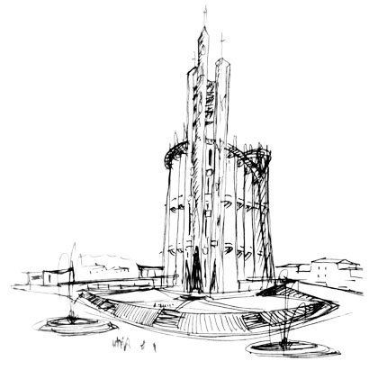 Croquis de Notre-Dame de Royan par G. Gillet