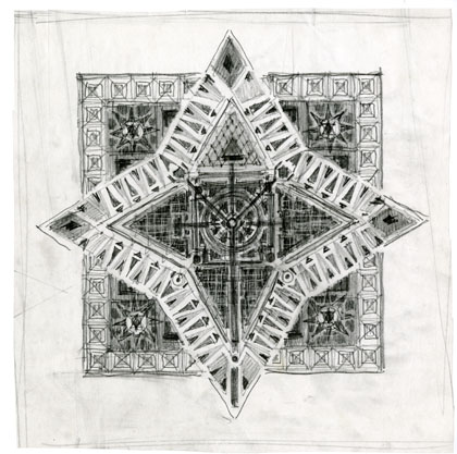 2 : Étude du pavement. 30 x 29,5 cm .Mine de plomb sur calque