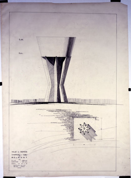 9 : Plan et élévation de la solution D3. 20 janvier 1960. 116 x 74,3 cm. Encre sur calque