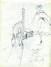 1 : 1959. Cabaret coquillage pour la Société des artistes décorateurs, Grand Palais, Paris 8e. Croquis d'étude. 27 x 21 cm. Encre sur papier