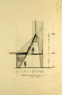 4 : Coupe sur l'axe d'un vitrail de la galerie basse (éch. 1:50e). 34 x 52,2 cm. Encre et crayon sur calque